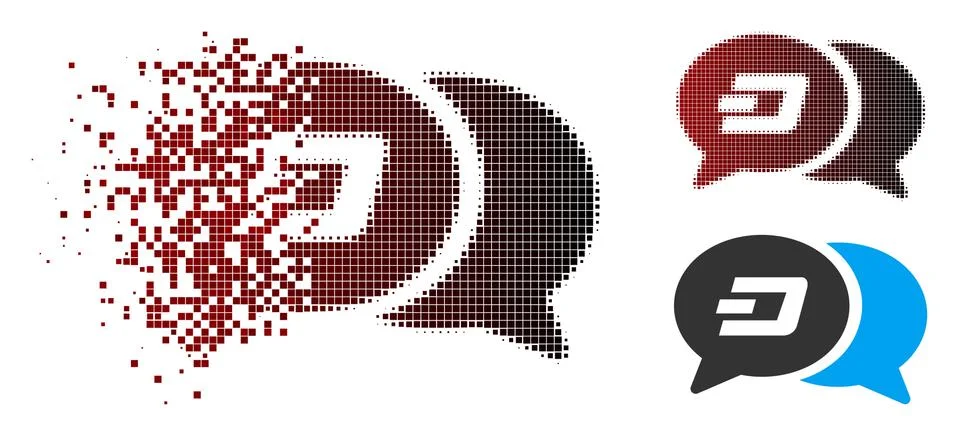 Dissipated Pixel Halftone Dash Chat Messages Icon Ilustração Stock