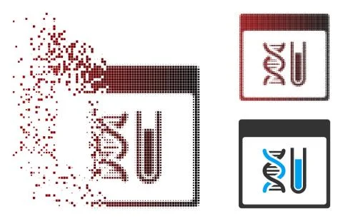 Dissipated Pixel Halftone DNA Analysis Calendar Page Icon Stockillustratie