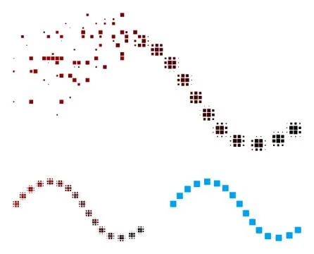 Dissipated Pixel Halftone Dotted Function Line Icon Stockillustratie
