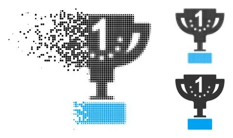 Dissipated Pixel Halftone First Prize Cup Icon Stock Illustration