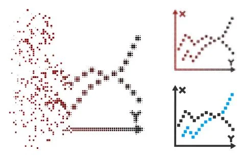 Dissipated Pixel Halftone Functions Plot Icon Stock Illustration