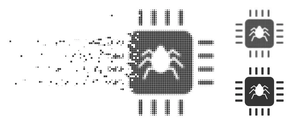 Dissipated Pixel Halftone Hardware Bug Icon Stock Illustration