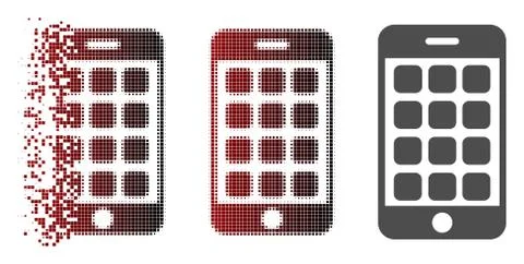 Dissipated Pixel Halftone Mobile Apps Icon Illustrazione stock