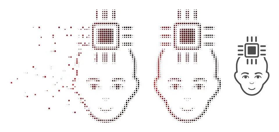 Dissipated Pixel Halftone Neuro Interface Icon 스톡 일러스트