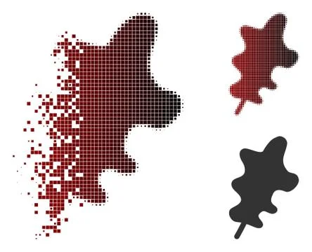 Dissipated Pixel Halftone Oak Leaf Icon Stock Illustration