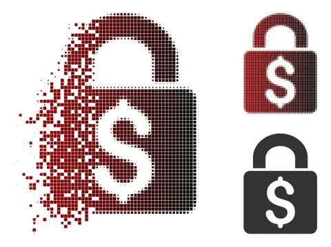 Dissipated Pixel Halftone Pay Lock Icon Illustrazione stock