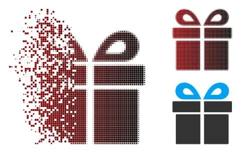 Dissipated Pixel Halftone Present Icon Stock Illustration