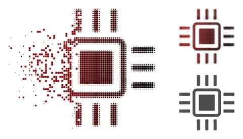 Dissipated Pixel Halftone Processor Icon Stock Illustration