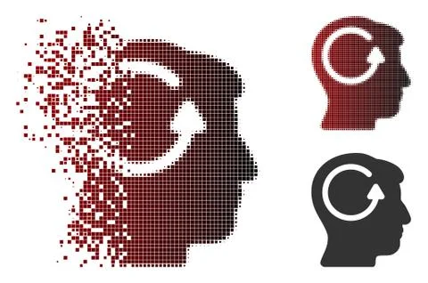Dissipated Pixel Halftone Refresh Head Memory Icon Stock Illustration