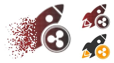 Dissipated Pixel Halftone Ripple Rocket Icon Stock Illustration