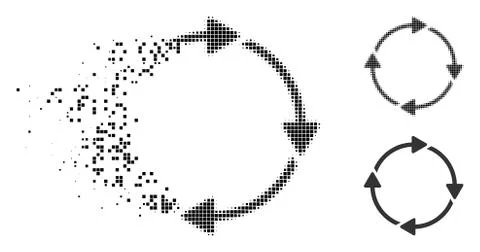 Dissipated Pixel Halftone Rotation Icon Stock Illustration