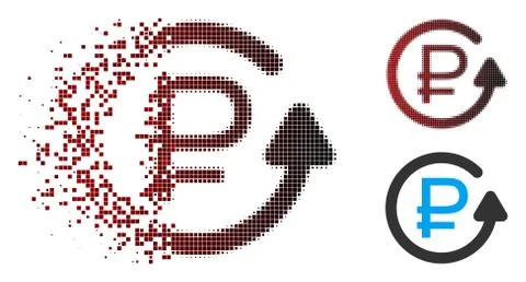 Dissipated Pixel Halftone Rouble Chargeback Icon Illustrazione stock