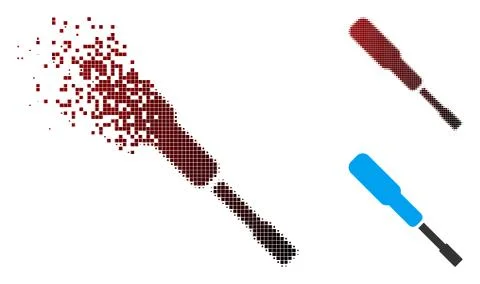 Dissipated Pixel Halftone Screwdriver Icon Stock Illustration