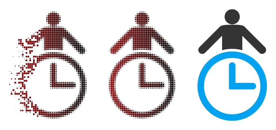 Dissipated Pixel Halftone Time Manager Icon Stock Illustration