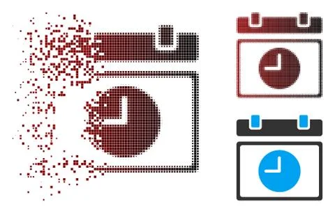 Dissipated Pixel Halftone Time Schedule Icon Stock Illustration