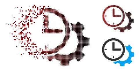 Dissipated Pixel Halftone Time Setup Gear Icon Illustrazione stock