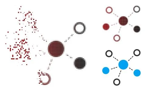 Dissipated Pixel Halftone Virtual Links Icon Illustrazione stock