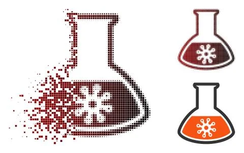 Dissipated Pixel Halftone Virus Analysis Icon Stock Illustration
