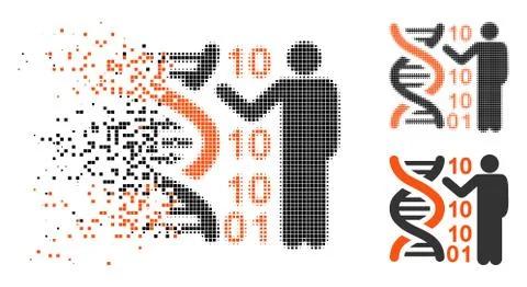 Dissipated Pixelated Halftone DNA Code Report Icon Stock Illustration