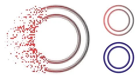 Dissipated Pixelated Halftone Double Circle Frame Icon イラスト素材