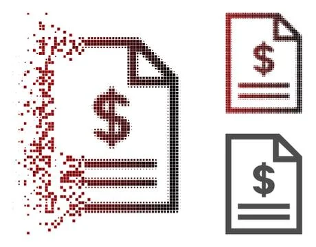 Dissipated Pixelated Halftone Invoice Page Icon Stock Illustration