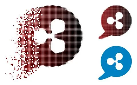Dissipated Pixelated Halftone Ripple Message Balloon Icon Stock Illustration