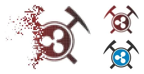 Dissipated Pixelated Halftone Ripple Mining Hammers Icon Ilustración de archivo