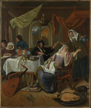 The Dissolute Household ca. 166364 Jan Steen Dutch Steen often made himself.. Foto stock