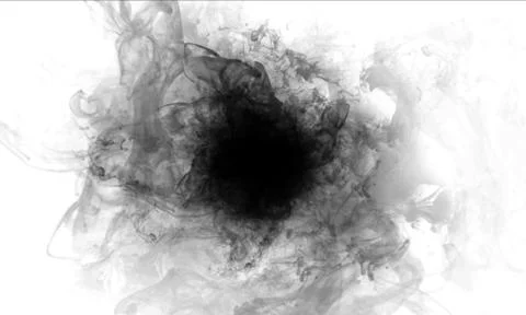 Dissolution of Black Ink Drop in Water Illustration