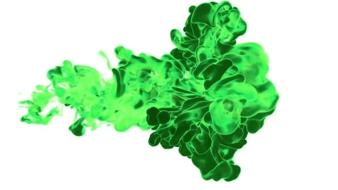 Dissolve dye or green ink in water or fume in air for effects and compositing Stock Footage