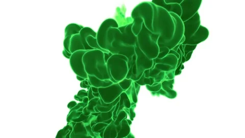 Dissolve green watercolor in water or smoke in air for effects and compositing Stock Footage