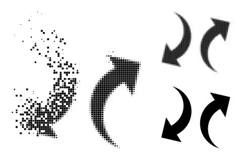 Dissolved and Halftone Dot Exchange Arrows Icon Stock Illustration
