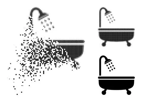 Dissolved and Halftone Dot Shower Bath Icon 库存插图
