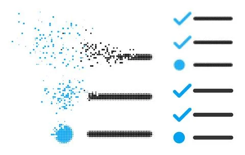 Dissolved and Halftone Pixel Checklist Icon Stock Illustration
