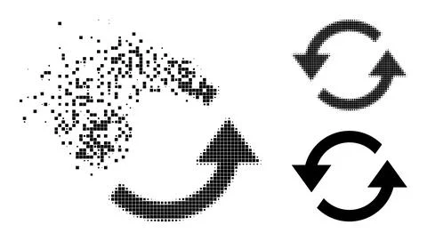 Dissolved and Halftone Pixel Refresh Arrows Glyph Illustrazione stock