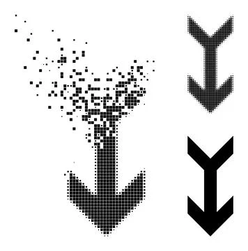 Dissolved and Halftone Pixelated Arrow Down Icon Illustrazione stock
