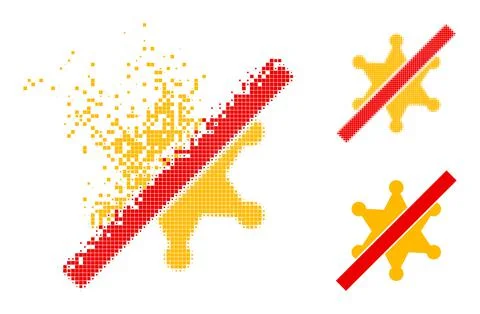Dissolved and Halftone Pixelated No Sheriff Star Glyph Ilustración de archivo