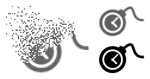 Dissolved Dot and Original Time Bomb Icon Stock Illustration