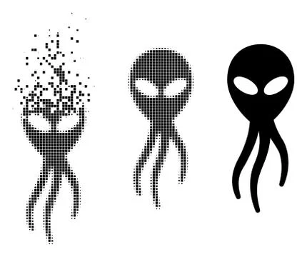 Dissolved Dot Halftone Alien Microbe Icon Stockillustratie
