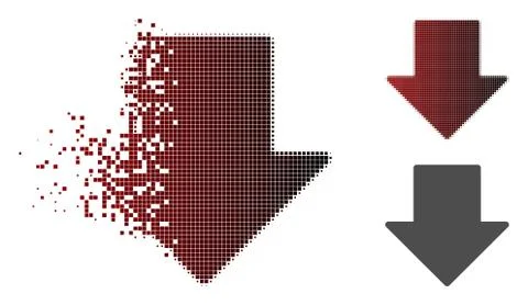 Dissolved Dot Halftone Arrow Down Icon Stockillustratie