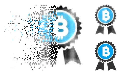 Dissolved Dot Halftone Bitcoin Award Seal Icon イラスト素材