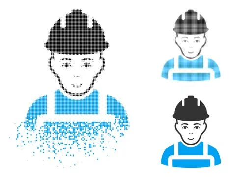 Dissolved Dot Halftone Builder Icon with Face 스톡 일러스트