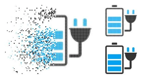 Dissolved Dot Halftone Charge Battery Icon Stockillustratie