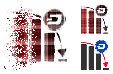 Dissolved Dot Halftone Dashcoin Epic Fail Chart Icon Stock Illustration