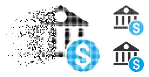 Dissolved Dot Halftone Dollar Bank Icon Stock Illustration