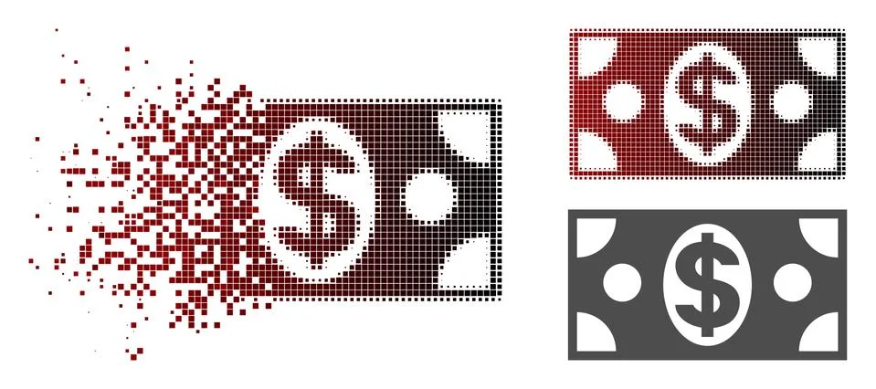 Dissolved Dot Halftone Dollar Banknote Icon イラスト素材
