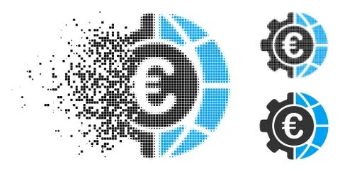 Dissolved Dot Halftone Euro Global Industry Icon Illustrazione stock