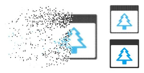 Dissolved Dot Halftone Fir Tree Calendar Page Icon 스톡 일러스트