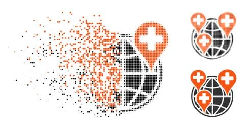 Dissolved Dot Halftone Global Clinic Company Icon Stock Illustration