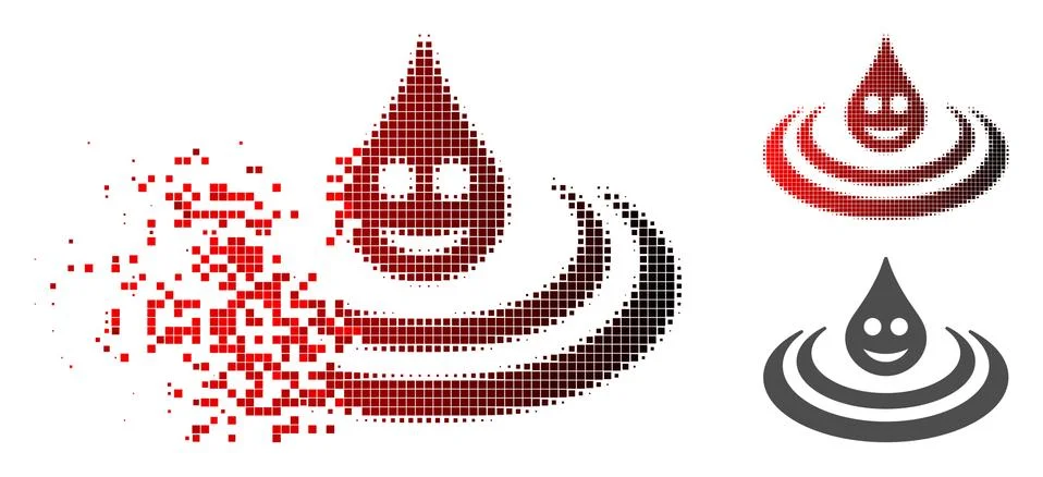 Dissolved Dot Halftone Happy Drop Ripple Icon Illustrazione stock